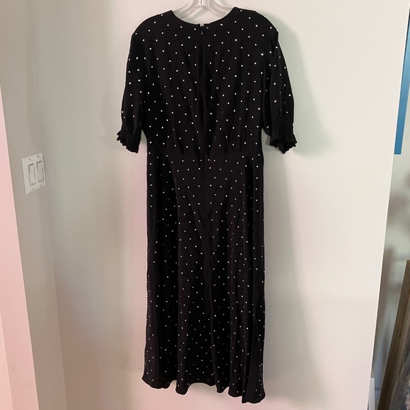 DVF Rhinestone-Covered Sparkling Black Silk Crepe De Chine Dress 12 Large - Picture 2 of 6